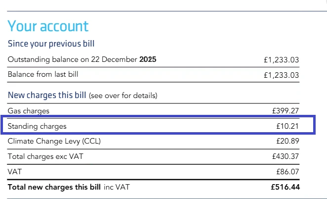 Gas bill summary